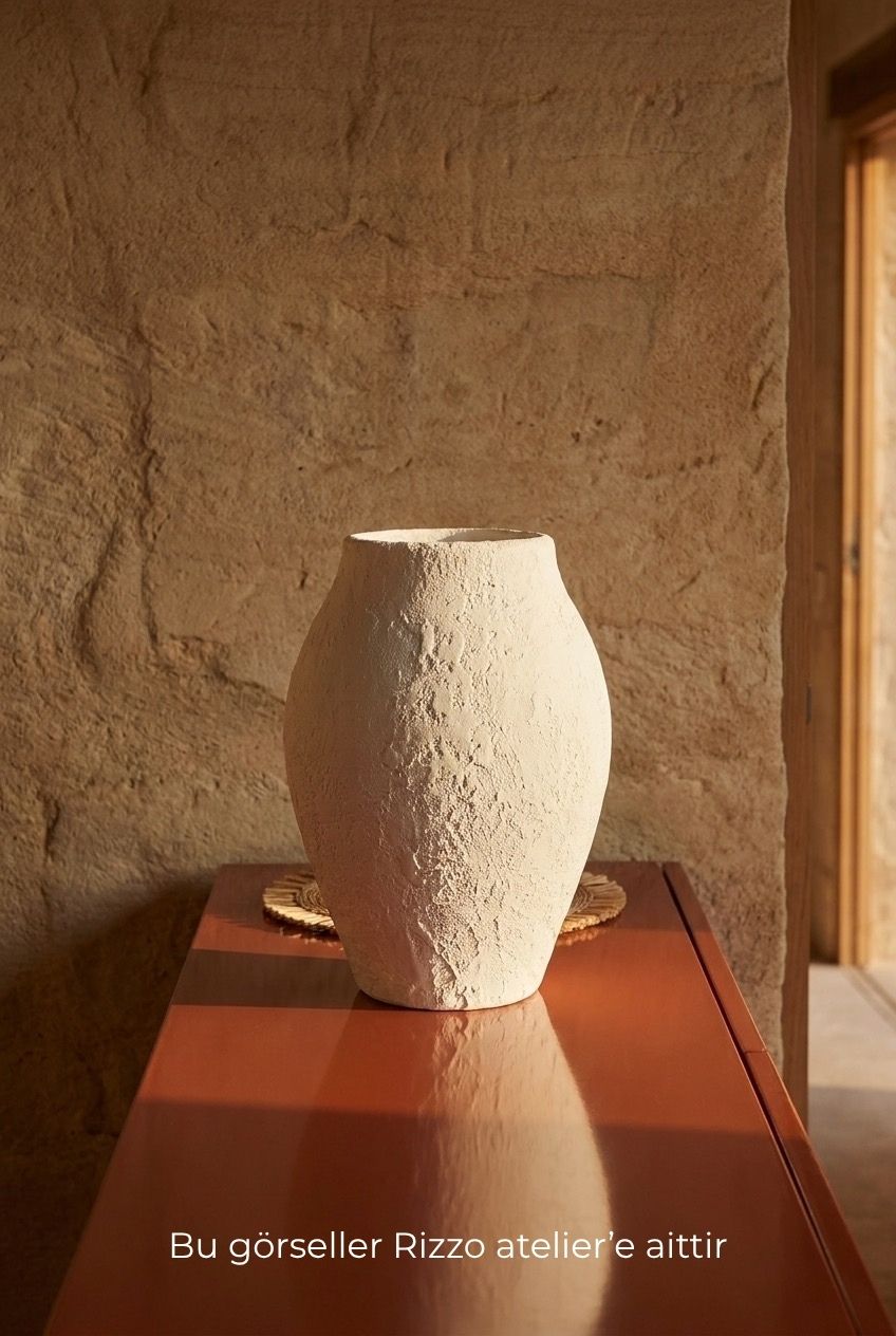 Beyaz Uzun Dokulu Vazo — Rizzo Atelier